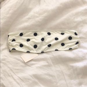 Solid and striped strapless bathing suit top